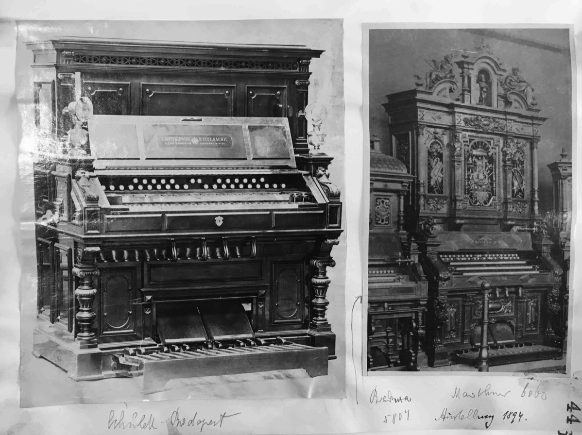 Rechts. Nummer 5804, 9 einhalb Spiele, Percussion, 2 Manuale, Prologement Automat, am 18.09.1893 an Brandsma in Hilversum NL